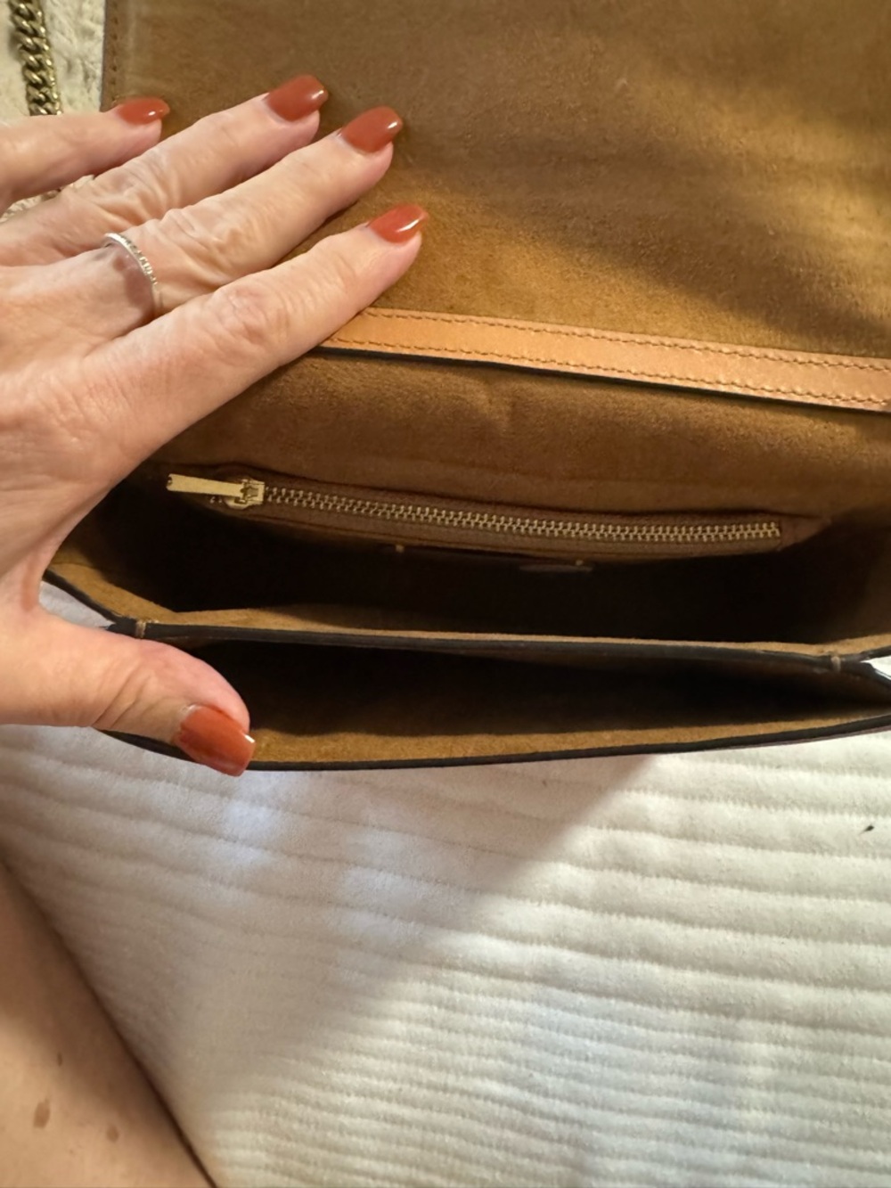 Coach Colorblock Leather Shoulder Bag in Cream, Red and Peach - Picture 6 of 7